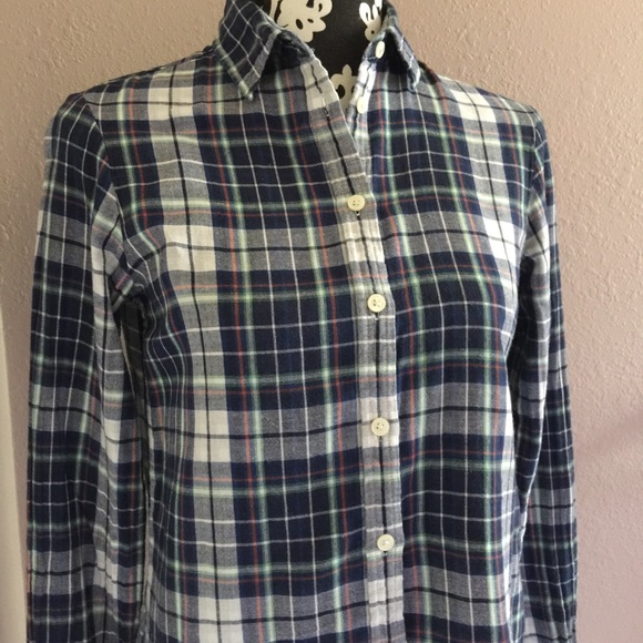 SOLD BANANA REPUBLIC Soft Wash Blue Plaid Shirt XS - Picture 4 of 8
